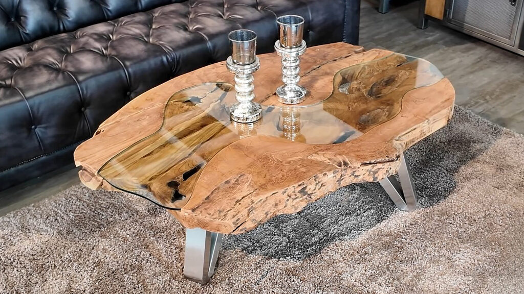 Couchtisch aus einer Baumscheibe – Ein Unikat der Serie "Lakeside" Couchtisch Baumstamm
