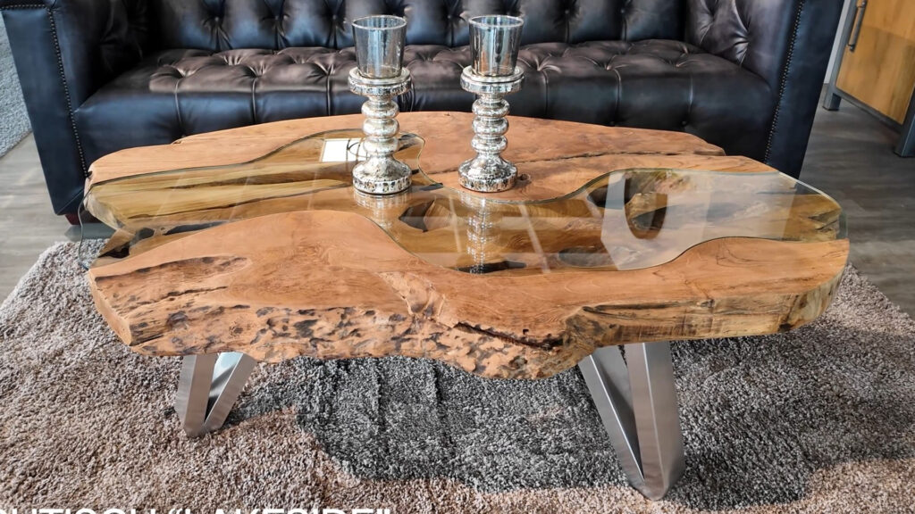 Couchtisch aus einer Baumscheibe – Ein Unikat der Serie "Lakeside" Wohnzimmertisch Baumscheibe