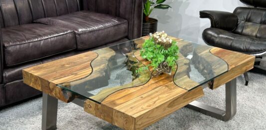 Coffee table square,… if it should be something special Coffee table square WILD LANDSCAPE made of wood