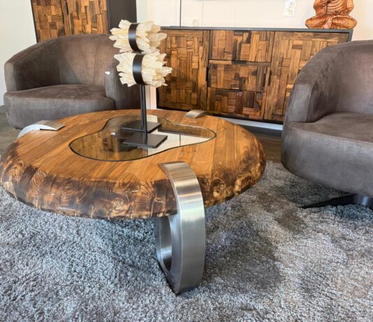 Mesa de café redonda CLASH de madera Mesa de café redonda CLASH