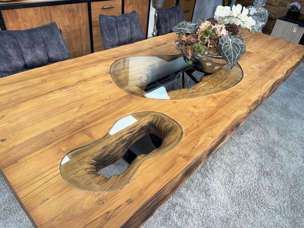 Massivholz Esstisch DEEP ISLAND 250 cm Massiver Esszimmertisch aus Massivholz