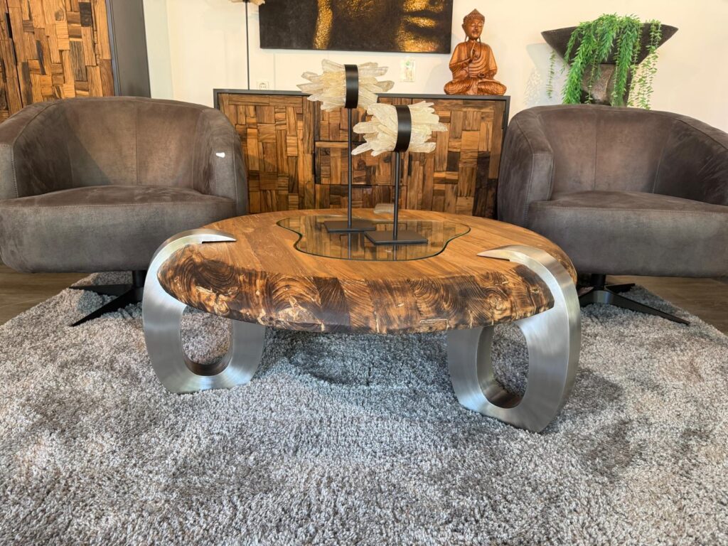 Couchtisch rund CLASH aus Holz Runder Wohnzimmertisch