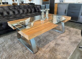 Wohnzimmertisch eckig WILD LANDSCAPE 140 cm Wohnzimmertisch eckig WILD LANDSCAPE