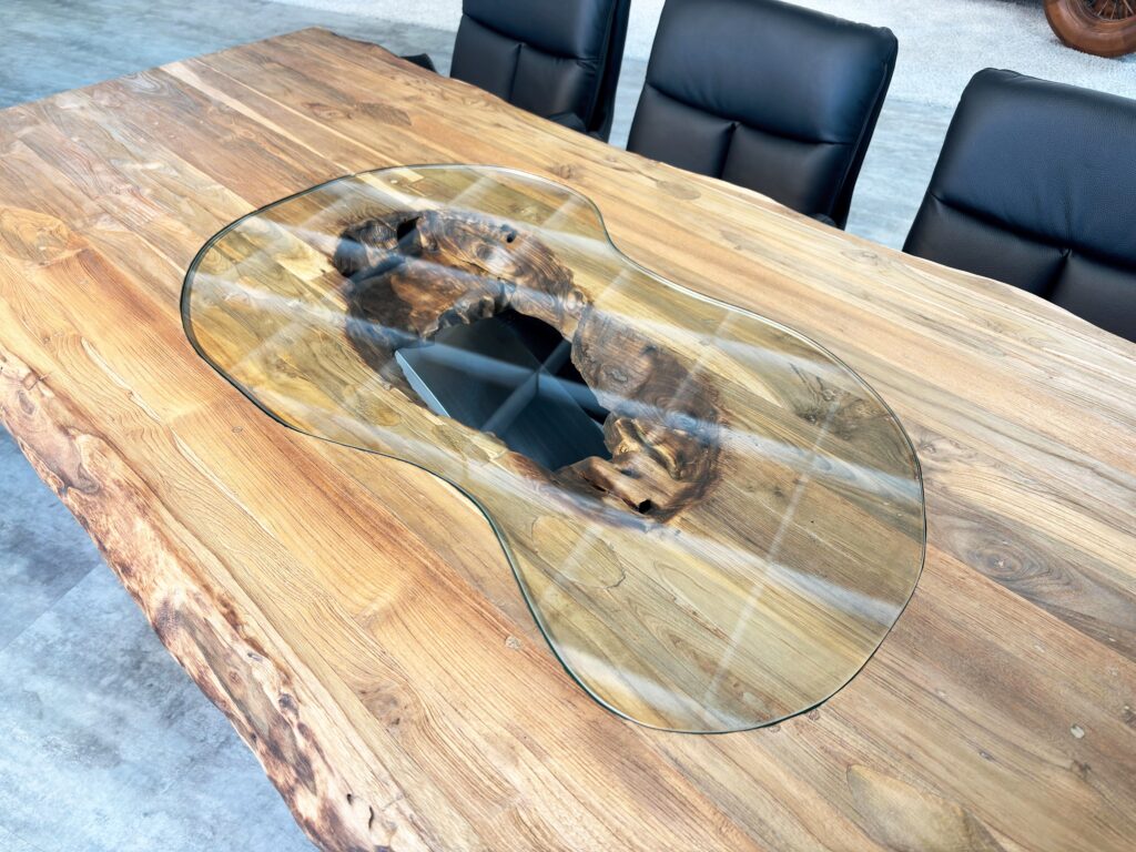 Massiver Design Esstisch Esstisch mit Glasdesign