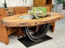 Ovale eettafels van hout in industriële stijl Ovale eettafels