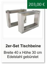 Tischgestell f�r einen Couchtisch aus Edelstahl 30x40 cm