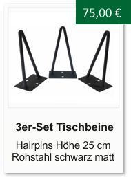 Tischgestell f�r einen Couchtisch aus Rohstahl Hairpins 25 cm schwarz