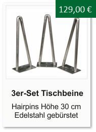 Tischgestell f�r einen Couchtisch aus Edelstahl Hairpins 30 cm