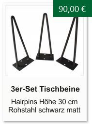 Tischgestell f�r einen Couchtisch aus Rohstahl Hairpins 30 cm schwarz