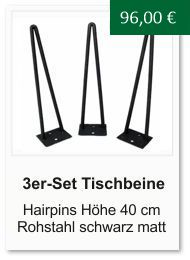 Tischgestell f�r einen Couchtisch aus Rohstahl Hairpins 40 cm schwarz