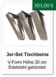 Tischgestell f�r einen Couchtisch aus Edelstahl V-Form