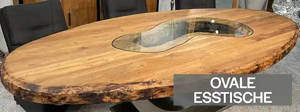 Entdecken Sie handgefertigte Esstische in ovaler Form aus massivem Holz. Weiche Linien, hochwertige Verarbeitung und natürliche Maserungen. Jetzt alle Modelle bei Der Tischonkel ansehen.