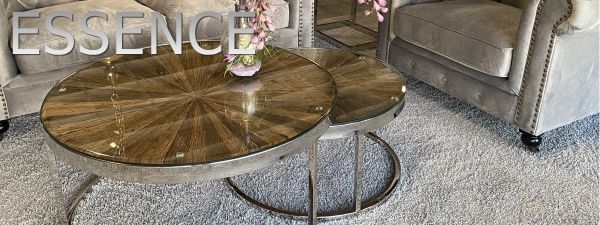 Beistelltisch Essence aus Holz Edelstahl und Glas