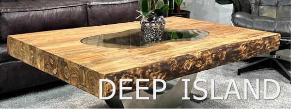 Rechteckiger Couchtisch Deep Island aus recyceltem Holz