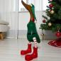 Preview: Dekoration aus Holz Ente in grünen Weihnachtsanzug