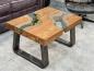 Preview: Kleiner Couchtisch "Wild Landscape" (ca. 80 x 60 x 45,5 cm) aus Holz, Glas & Edelstahl