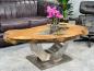 Preview: Einmaliger Couchtisch aus Baumscheiben mit Halbmondfuss