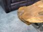Preview: Einmaliger Couchtisch aus Baumscheiben mit Halbmondfuss