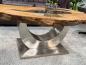 Preview: Einmaliger Couchtisch aus Baumscheiben mit Halbmondfuss