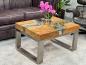 Preview: Couchtisch mit Glaseinlage aus Altholz