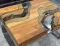 Preview: Couchtisch mit Glaseinlage aus Altholz