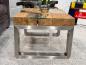 Preview: Couchtisch mit Glaseinlage aus Altholz