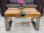 Preview: Couchtisch mit Glaseinlage aus Altholz