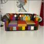 Preview: Couch 3-Sitzer Chesterfield aus buntem Echtleder