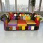 Preview: Couch 3-Sitzer Chesterfield aus buntem Echtleder