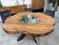 Preview: Esstisch "Natural Eternia " aus Teakholz mit Glaseinlage, ca. 180 x 175 x 79 cm