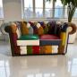 Preview: Couch 2-Sitzer Chesterfield aus buntem Echtleder