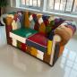 Preview: Couch 2-Sitzer Chesterfield aus buntem Echtleder