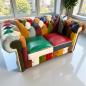 Preview: Couch 2-Sitzer Chesterfield aus buntem Echtleder