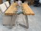Preview: Massivholztisch mit Glaseinlage aus Altholz