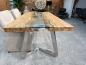 Preview: Massivholztisch mit Glaseinlage aus Altholz
