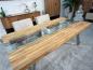 Preview: Massivholztisch mit Glaseinlage aus Altholz