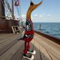 Preview: Ente aus Holz Pirat in Totenkopf-Anzug
