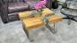Preview: Couchtisch mit Glaseinlage aus Altholz
