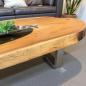 Preview: Massiver Couchtisch Baumstamm mit Metallgestell