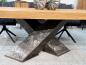 Preview: Esstisch "Deep Island" aus massivem Teakholz mit 3-D-Kreuzgestell aus Rohstahl ca. 220 x 100 x 79 cm