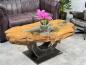 Preview: Einmaliger Couchtisch aus Baumscheiben mit Halbmondfuss