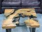 Preview: Couchtisch mit Glaseinlagen aus Baumscheiben