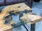 Preview: Couchtisch mit Glaseinlagen aus Baumscheiben
