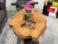 Preview: Einmaliger Couchtisch aus Baumscheiben mit Halbmondfuss