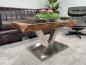 Preview: Antique coffee table from rice mortar, rectangular, wood and metal