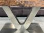 Preview: Coffee table from antique rice mortar with V-shaped metal base