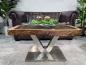 Preview: Antique coffee table from rice mortar with glass top, rectangular.
