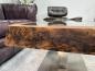 Preview: Antique coffee table from rice mortar, wooden top, metal base.