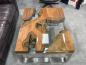 Preview: Ausgefallener Couchtisch eckig Holz mit Glas und Edelstahl