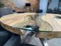 Preview: Außergewöhnlicher runder Esstisch aus Holz mit Edelstahl Eternia